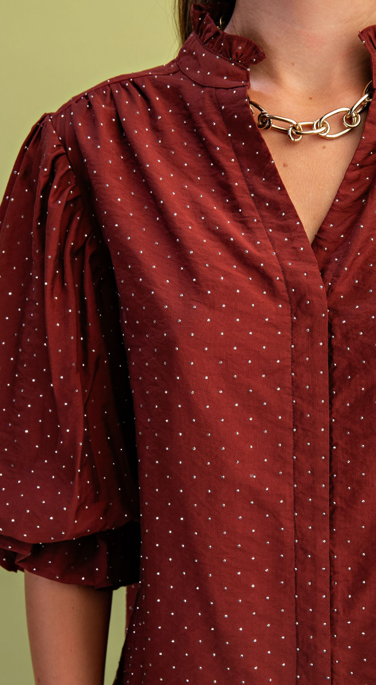 Rhinestone Embellished Blouse