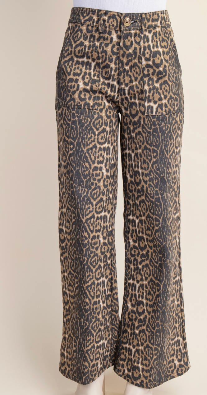 Leopard Print Flare Jeans
