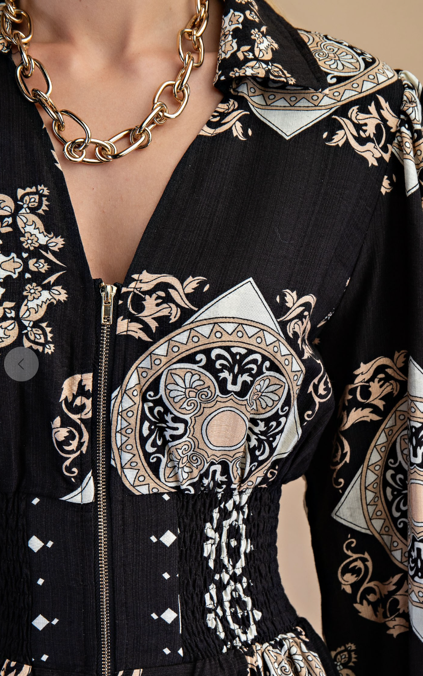 Elegant Tile Printed Dress