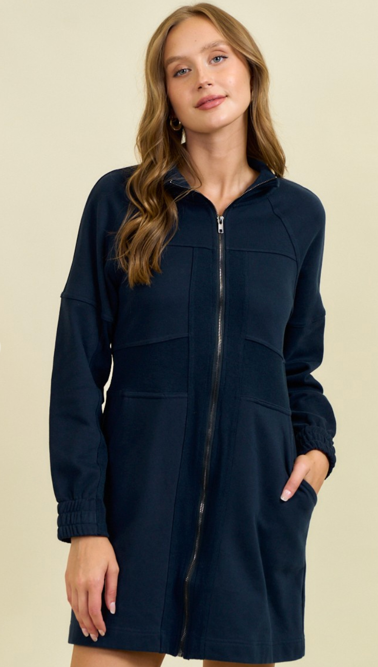 French Terry Navy Dress