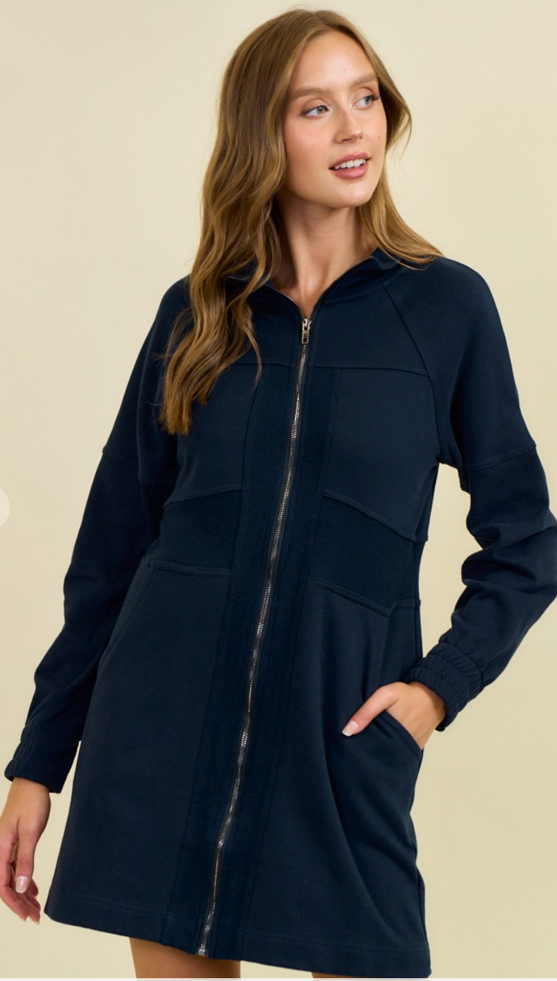French Terry Navy Dress