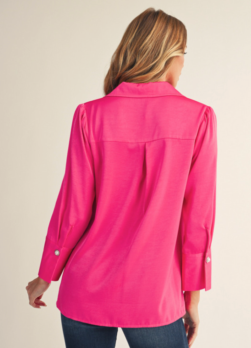 Pearl Button Satin Blouse