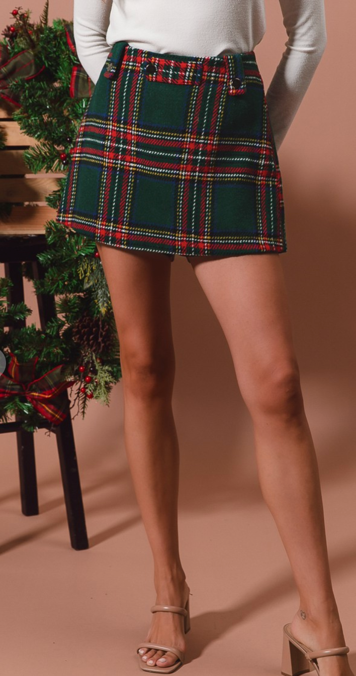Holiday Plaid Skort