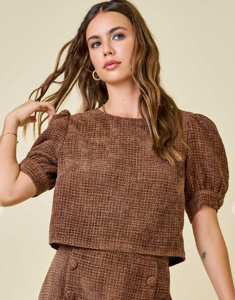 Fall Textured Tweed Top