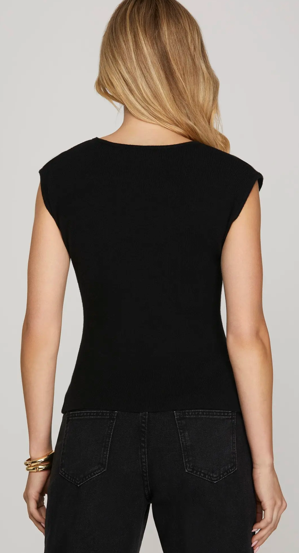 Black Sweater Knit Top