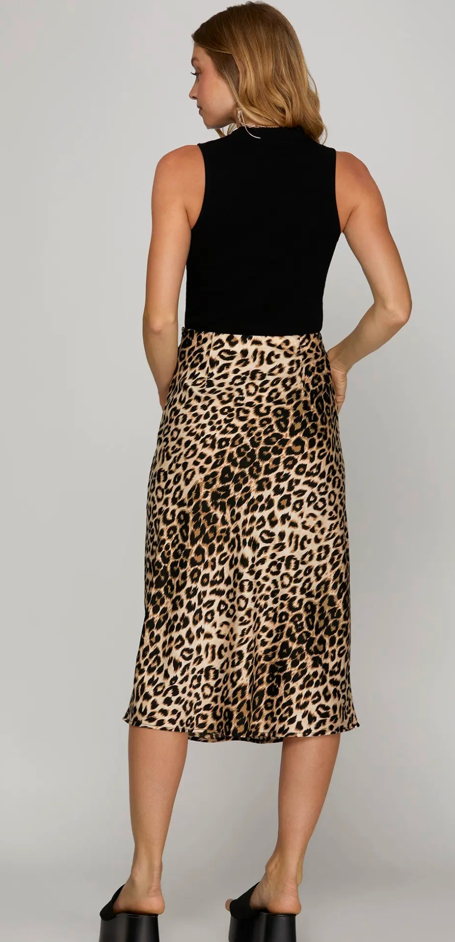 Satin Leopard Print Skirt