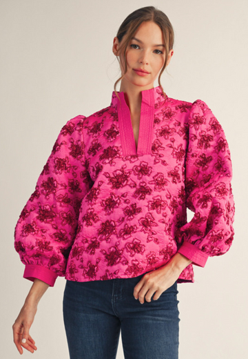 Romantic Floral Jacquard Top