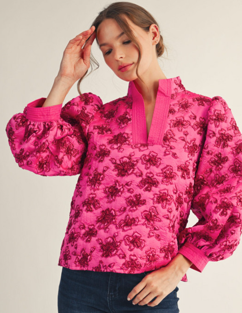 Romantic Floral Jacquard Top