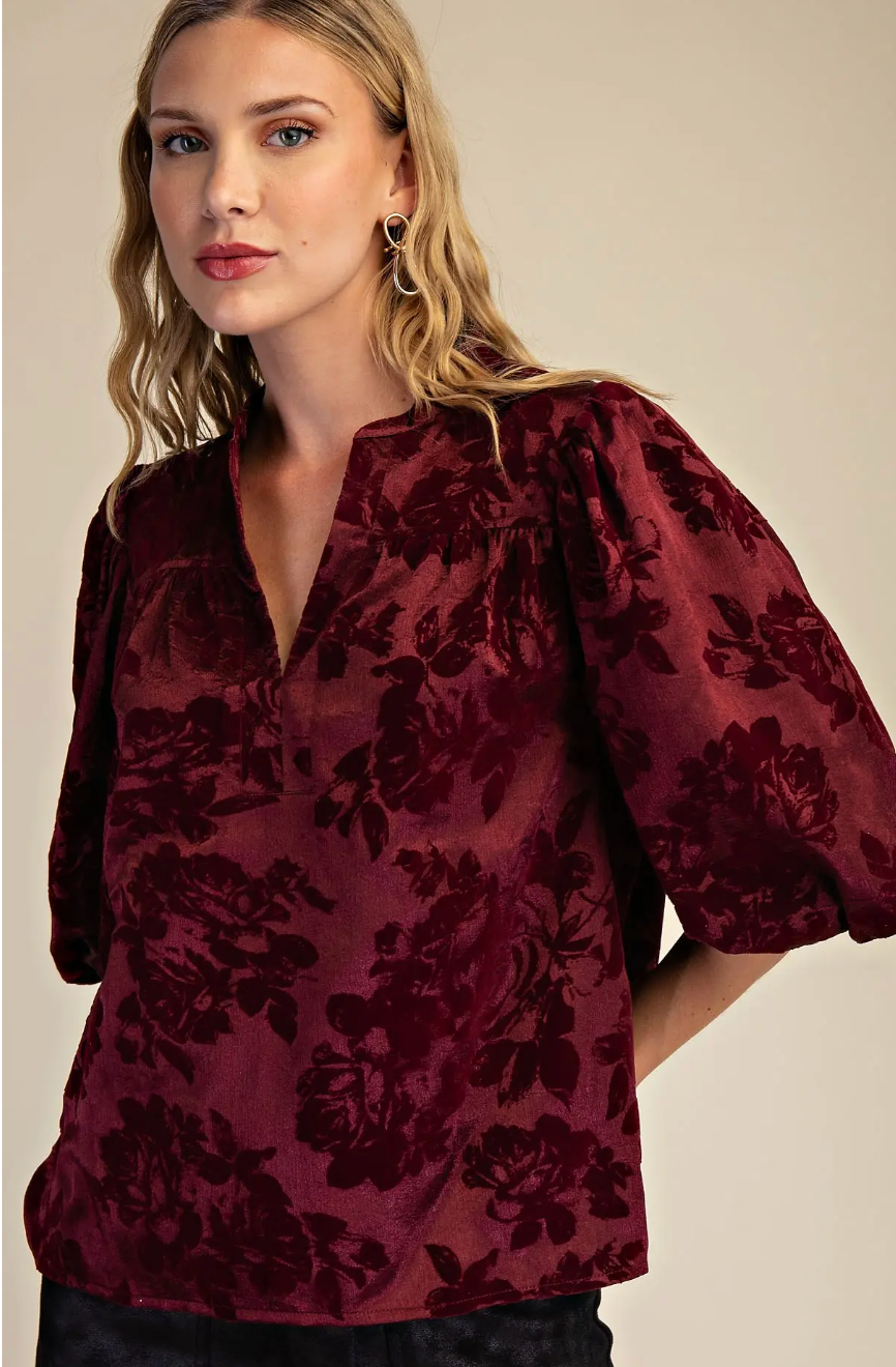 Elegant Velvet Floral Top