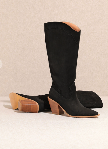 Classy Tall Suede Black Boot