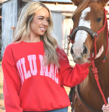 LuLu Mac Sweatshirt | Red w/Pink Gingham