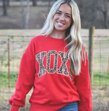 LuLu Mac Sweatshirt | XOXO Red w/Leopard