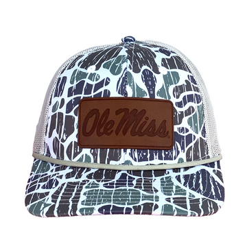 Ole Miss Script Leather Patch 6P Hat