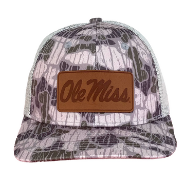 Ole Miss Script Leather Patch 6P Hat