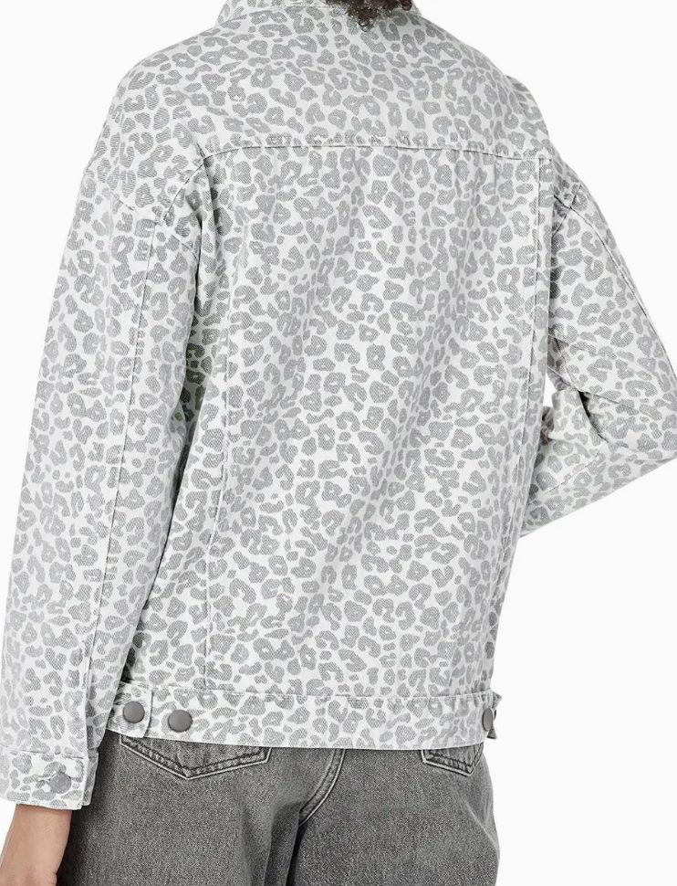 White Leopard Denim Jacket
