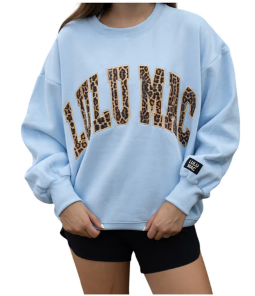 LuLu Mac Sweatshirt | Baby Blue/Leopard
