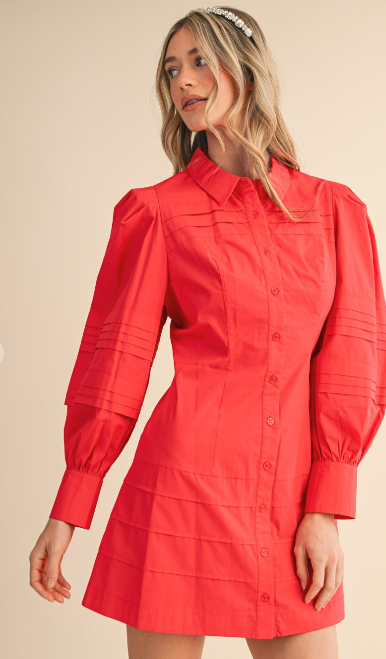 Detailed Pin Tuck Dress