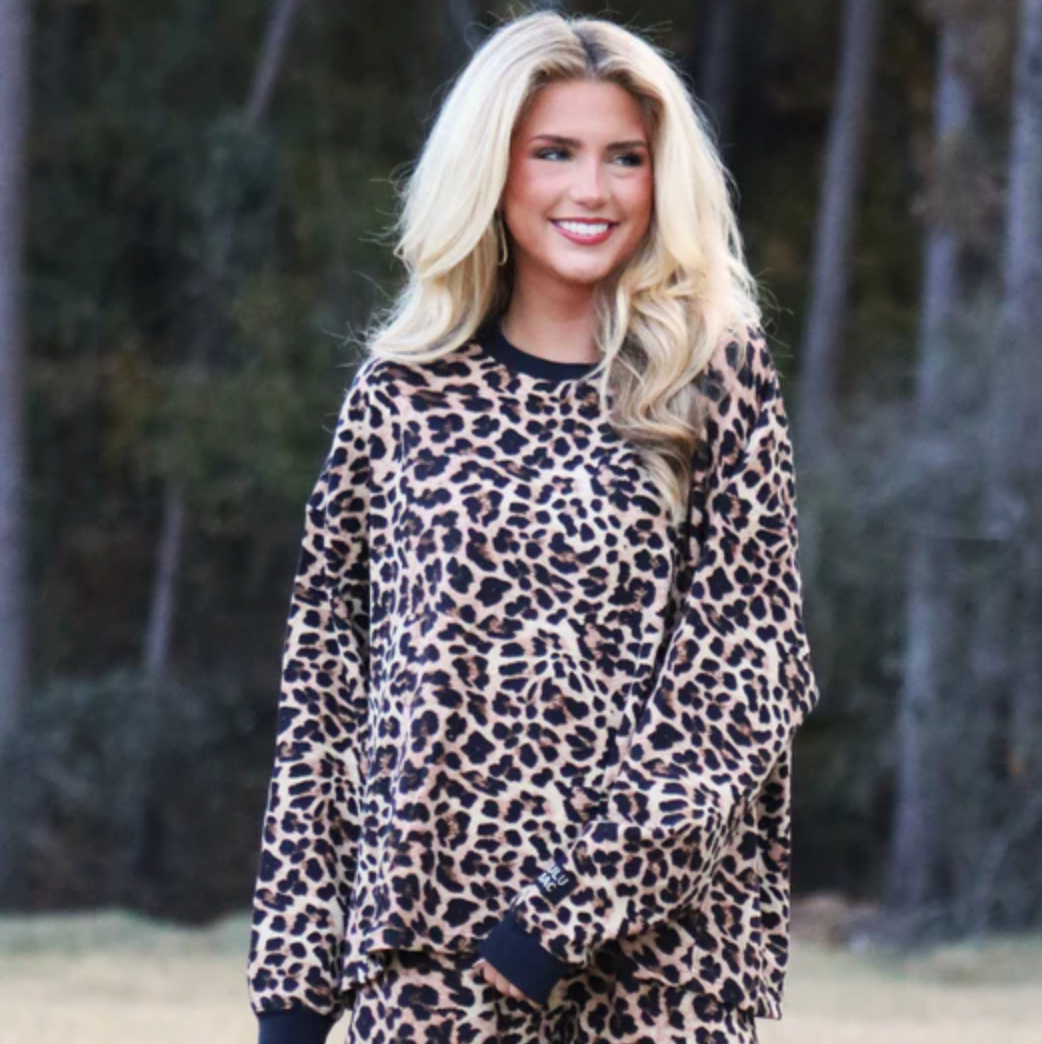 LuLu Mac Waffle Leopard Top