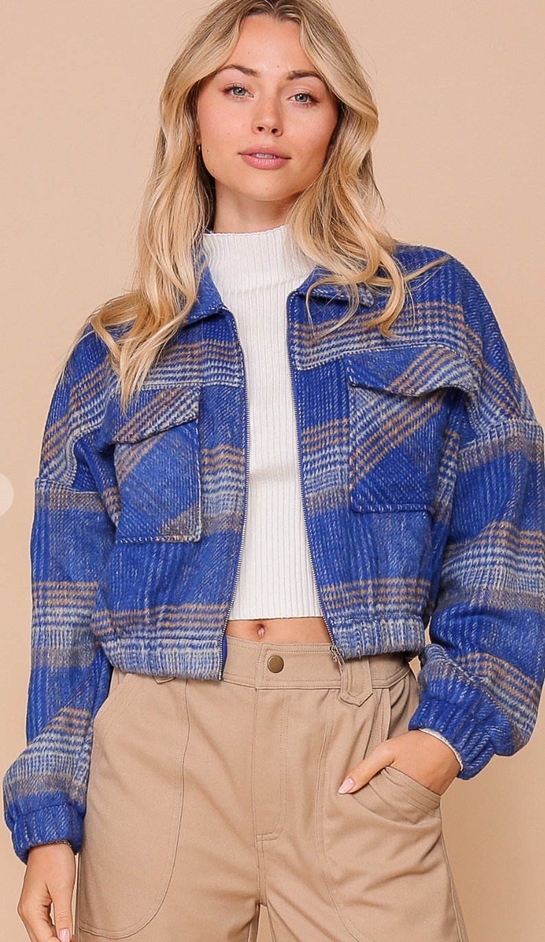 Colorful Plaid Print Jacket