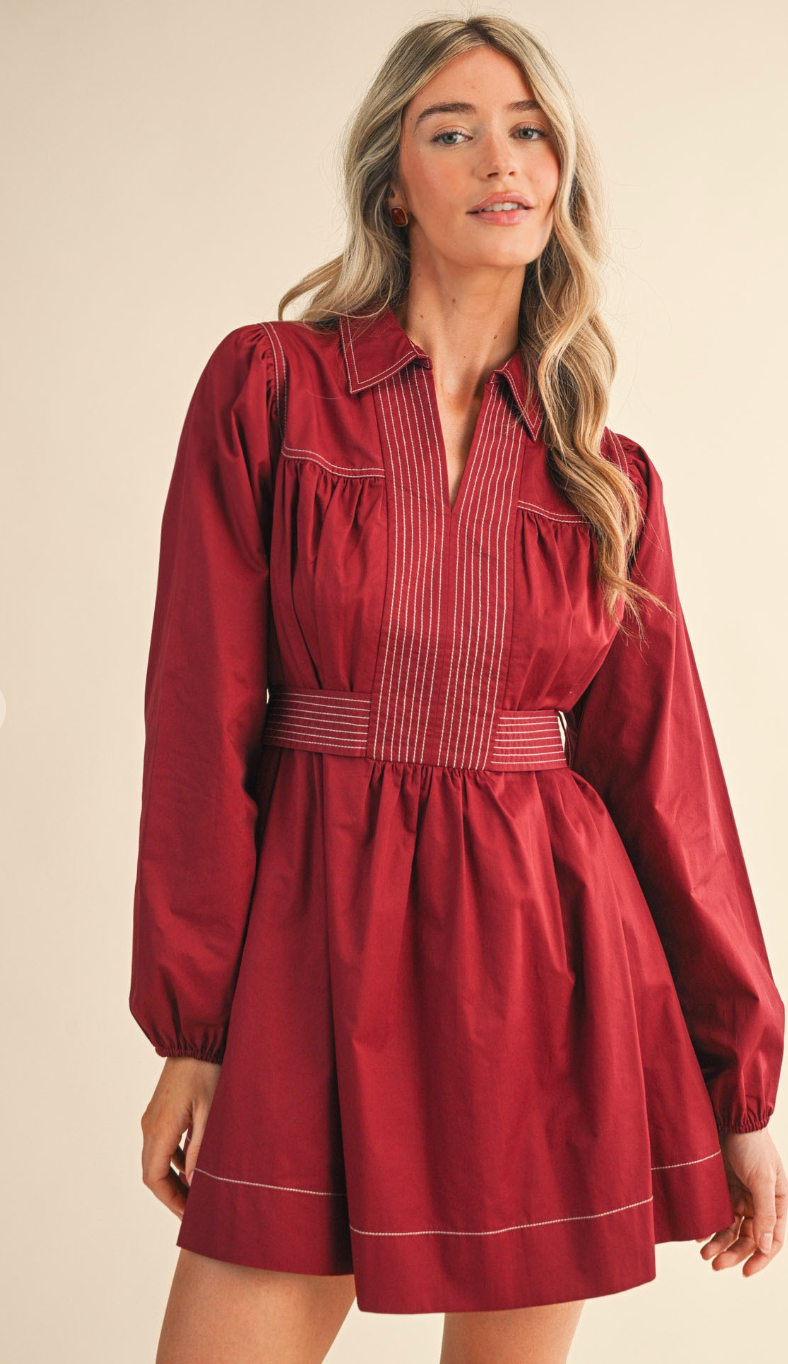 Embroidered Seam Detail Dress