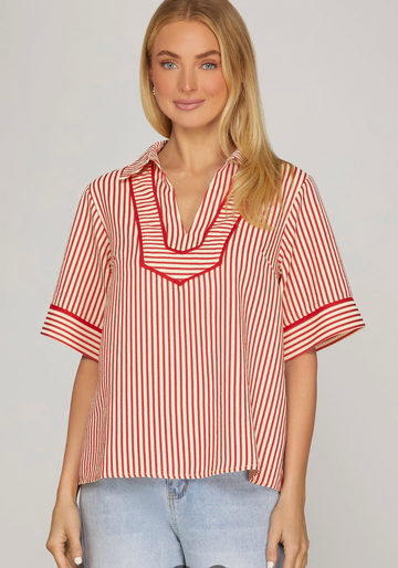 Detailed Striped Edge Top