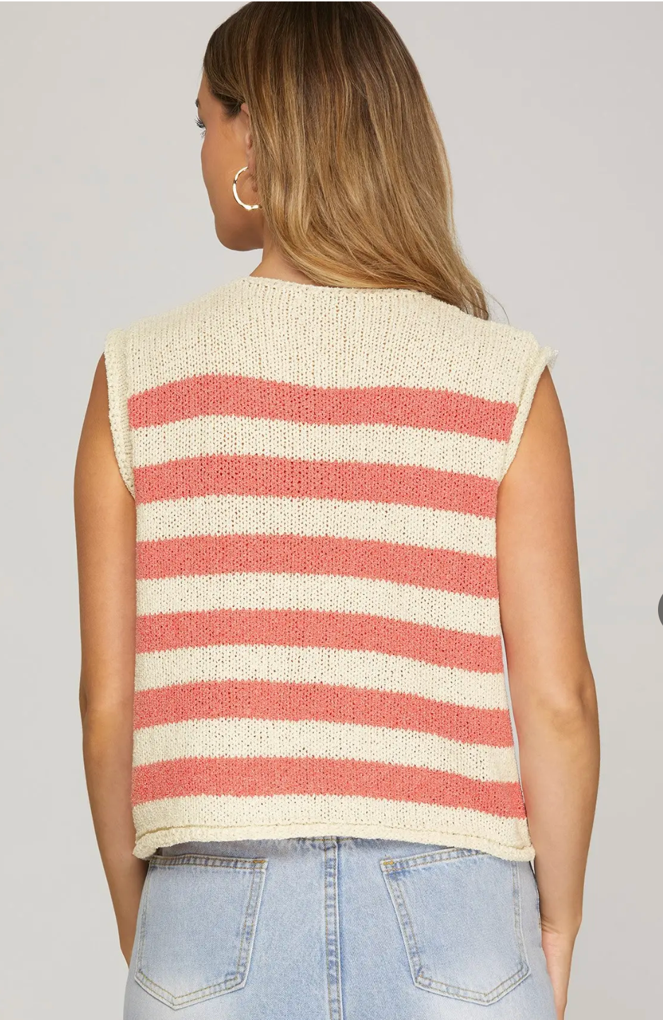 Striped Knit Sweater Vest