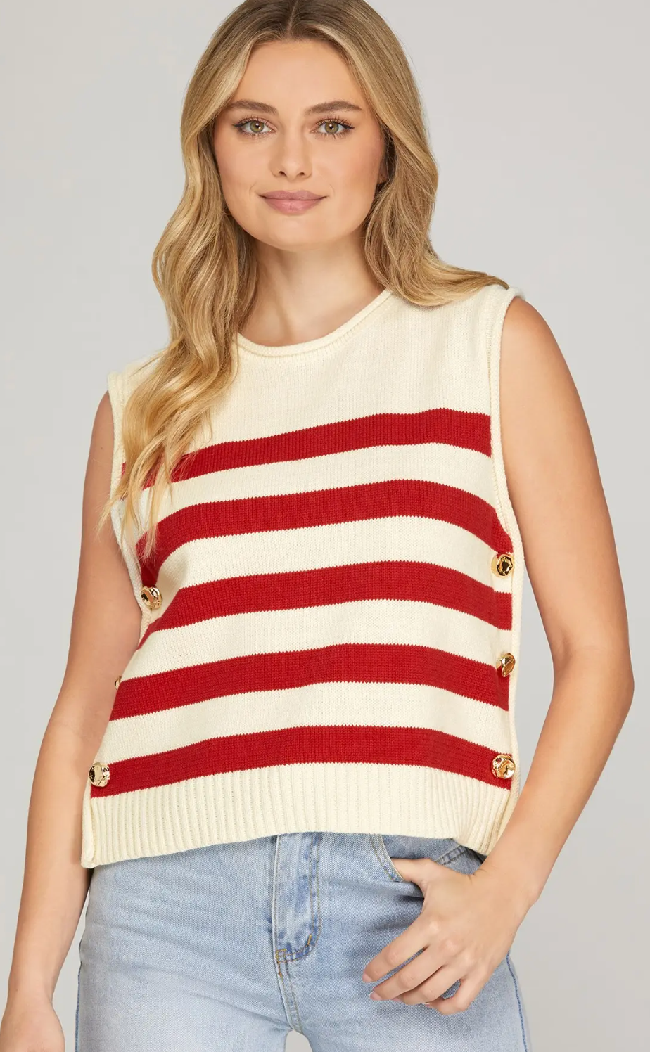 Gleaming Gold Button Accent Sweater