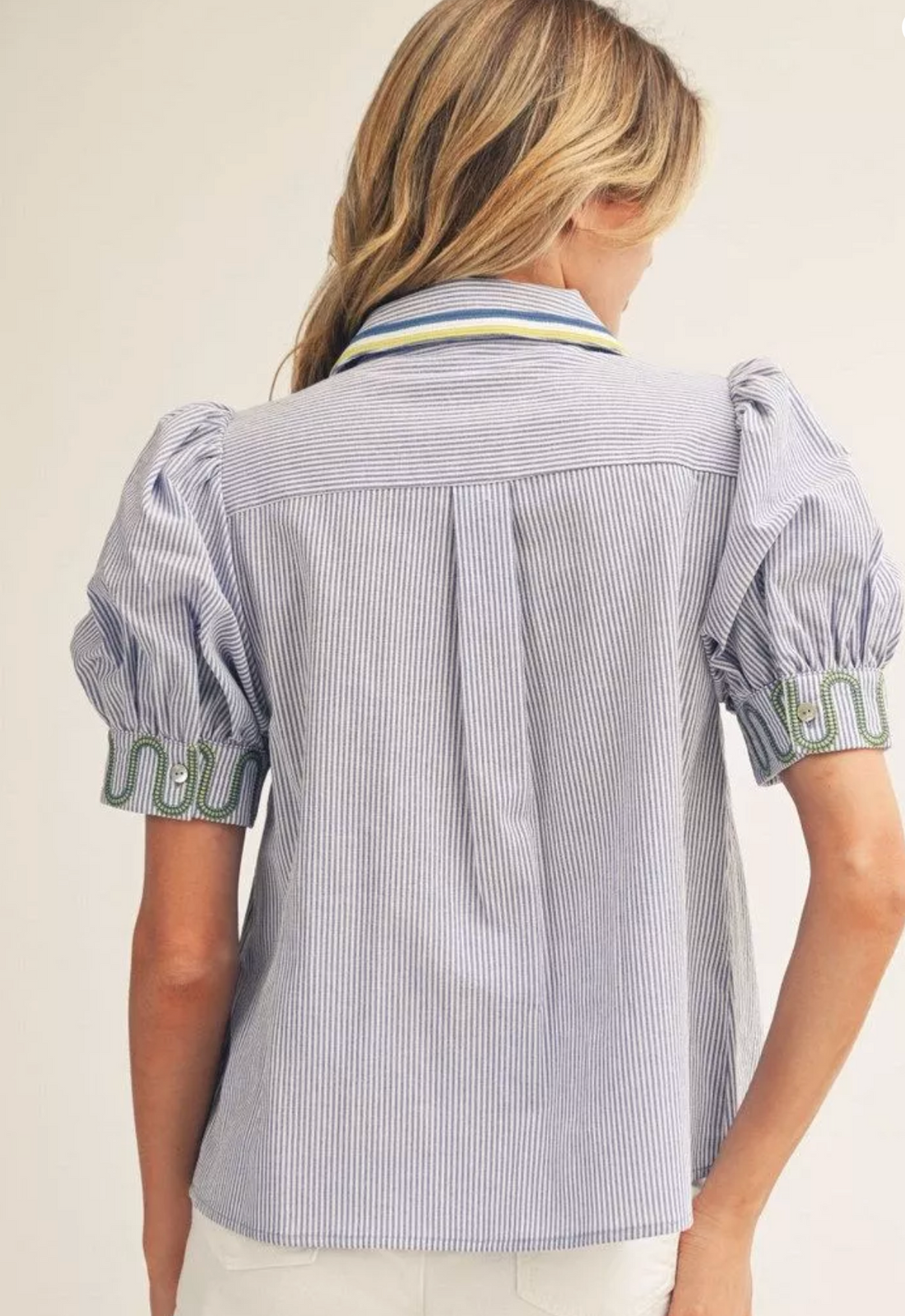 Pinstripe Embroidery Top
