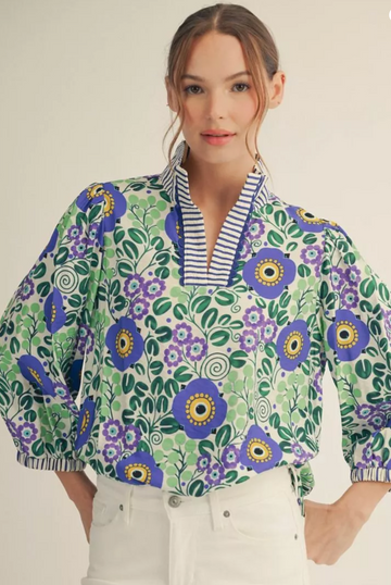 Scallop Trim Floral Top