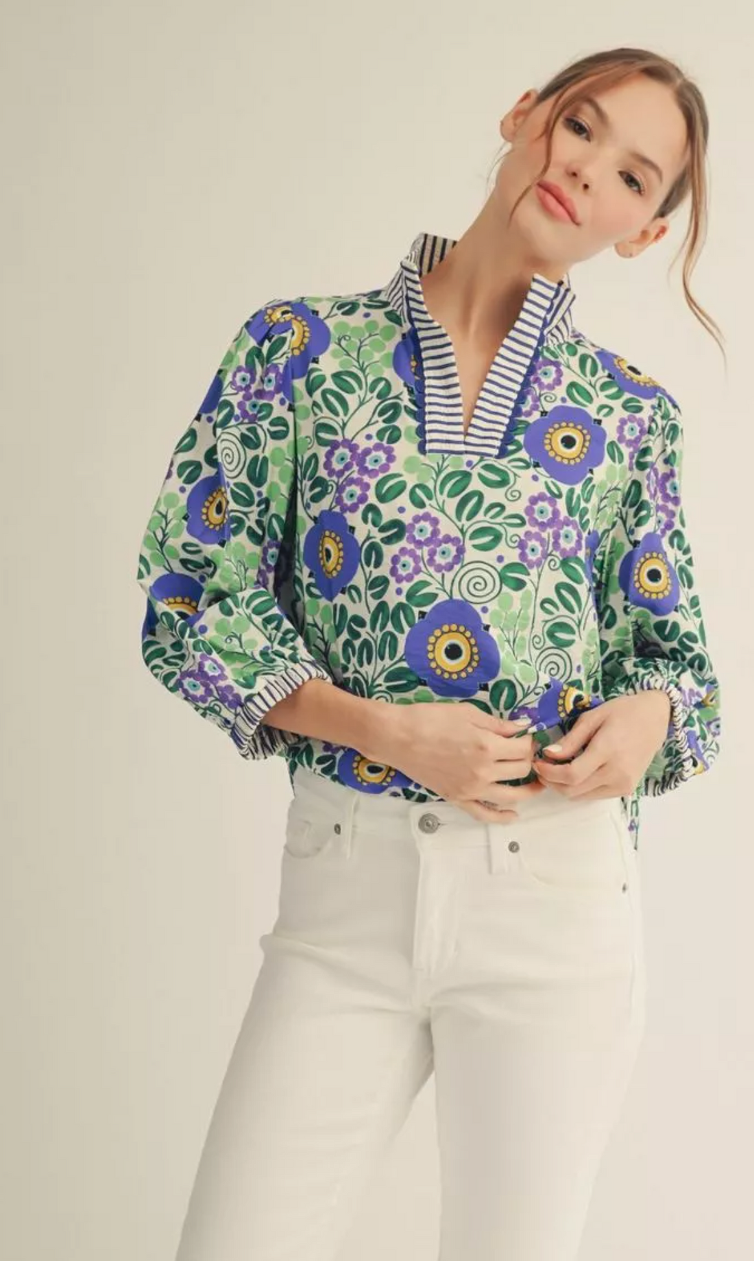 Scallop Trim Floral Top