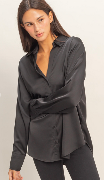 Satin Button-Up Shirt
