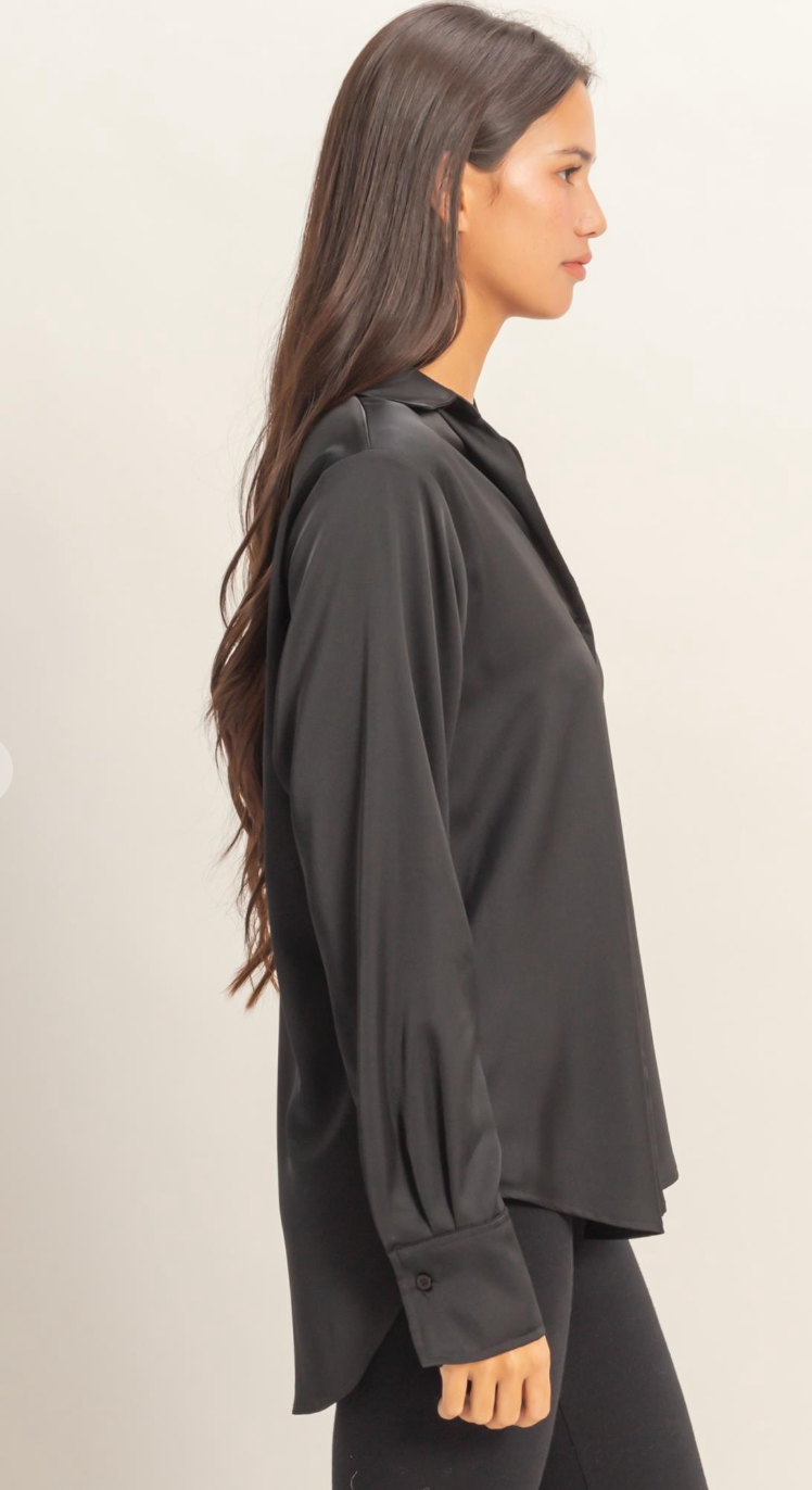 Satin Button-Up Shirt