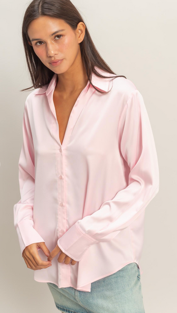 Satin Button-Up Shirt