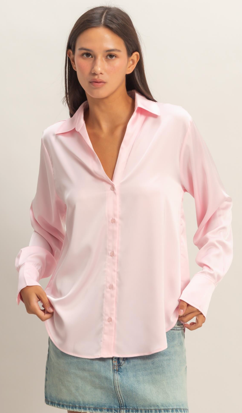 Satin Button-Up Shirt