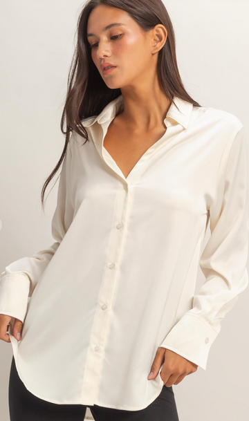 Satin Button-Up Shirt