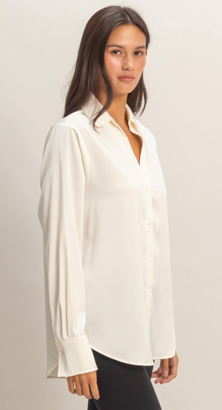 Satin Button-Up Shirt