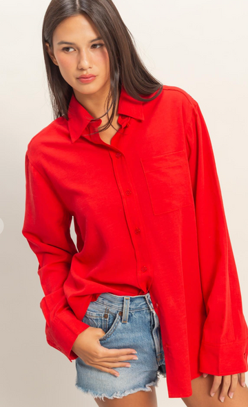 Linen Blend Button-up Shirt