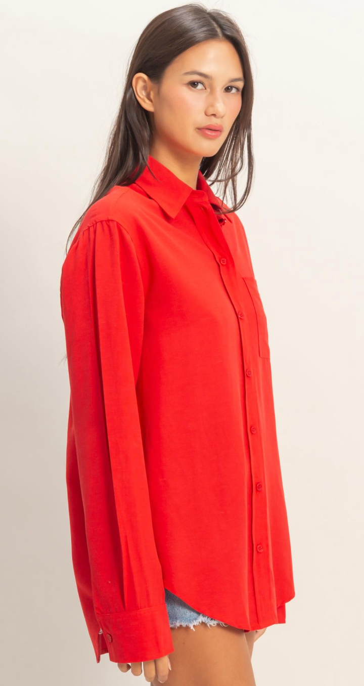 Linen Blend Button-up Shirt