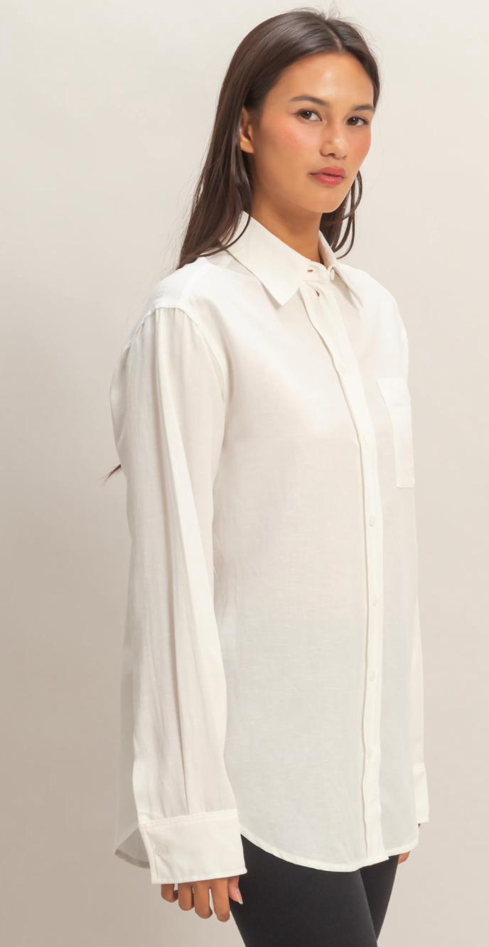 Linen Blend Button-up Shirt