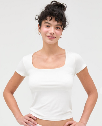 Square Neck Cap Sleeve Top