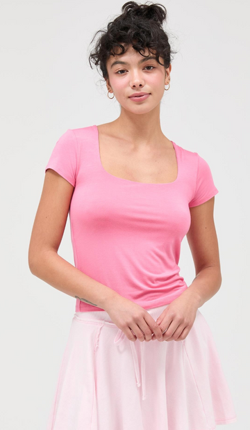 Square Neck Cap Sleeve Top
