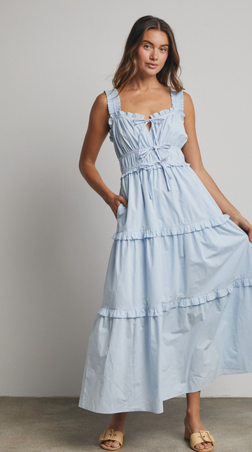 Cotton Ruffle Tiered Midi Dress