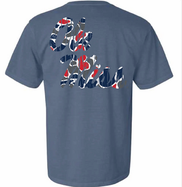 Ole Miss Script Camo Tee