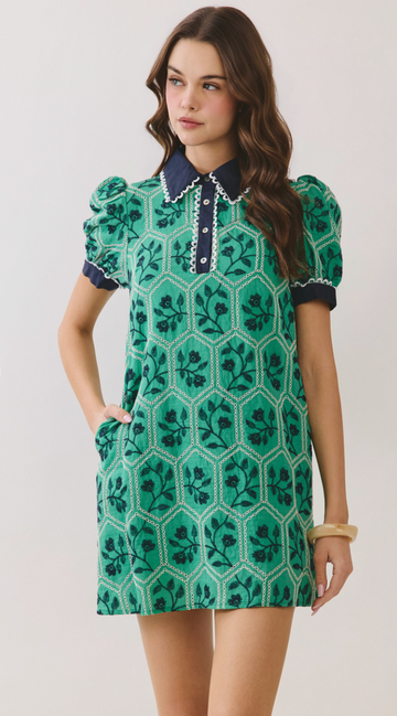 Charming Geometric Print Floral Dress
