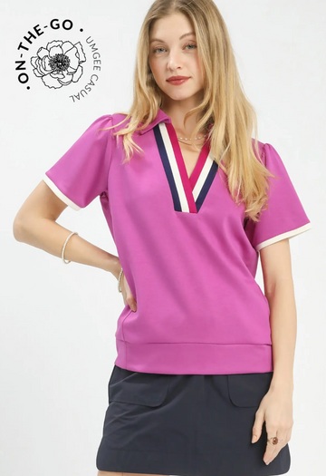 Luxe knit Striped Edge Top