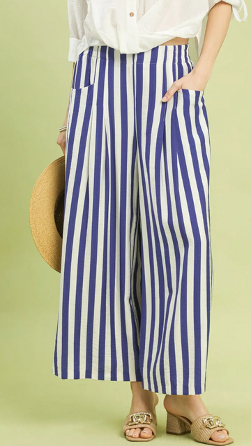 Vertical Stripe Wide Leg Pants