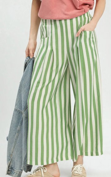Vertical Stripe Wide Leg Pants