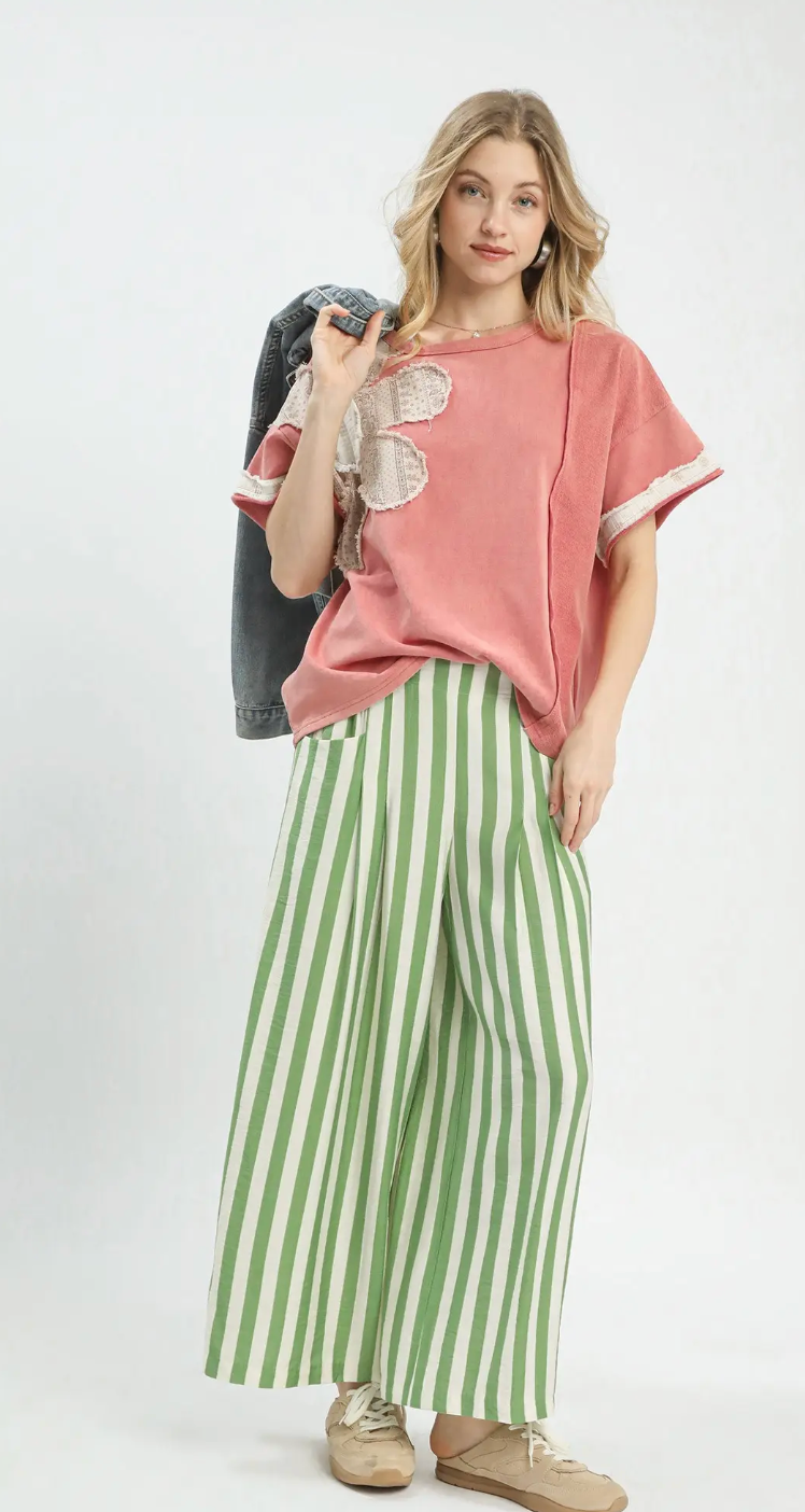 Vertical Stripe Wide Leg Pants