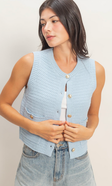 Textured Sleeveless Knit Vest