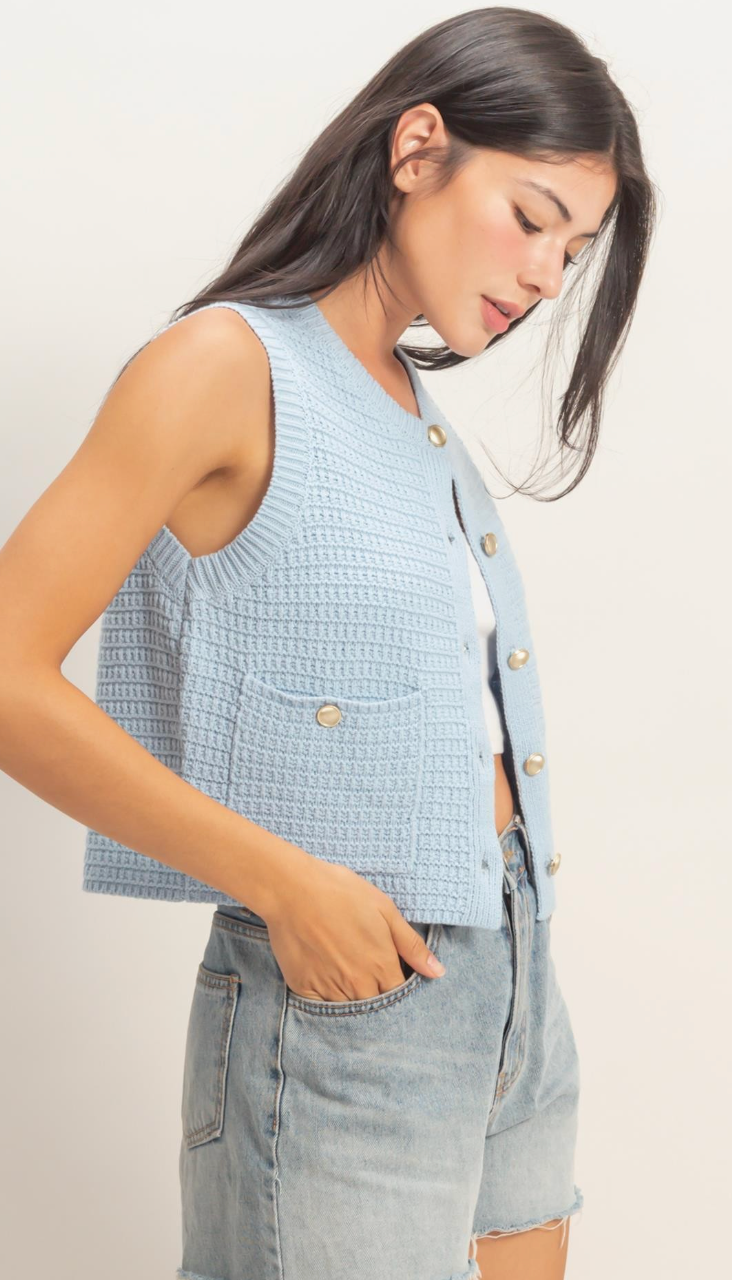 Textured Sleeveless Knit Vest